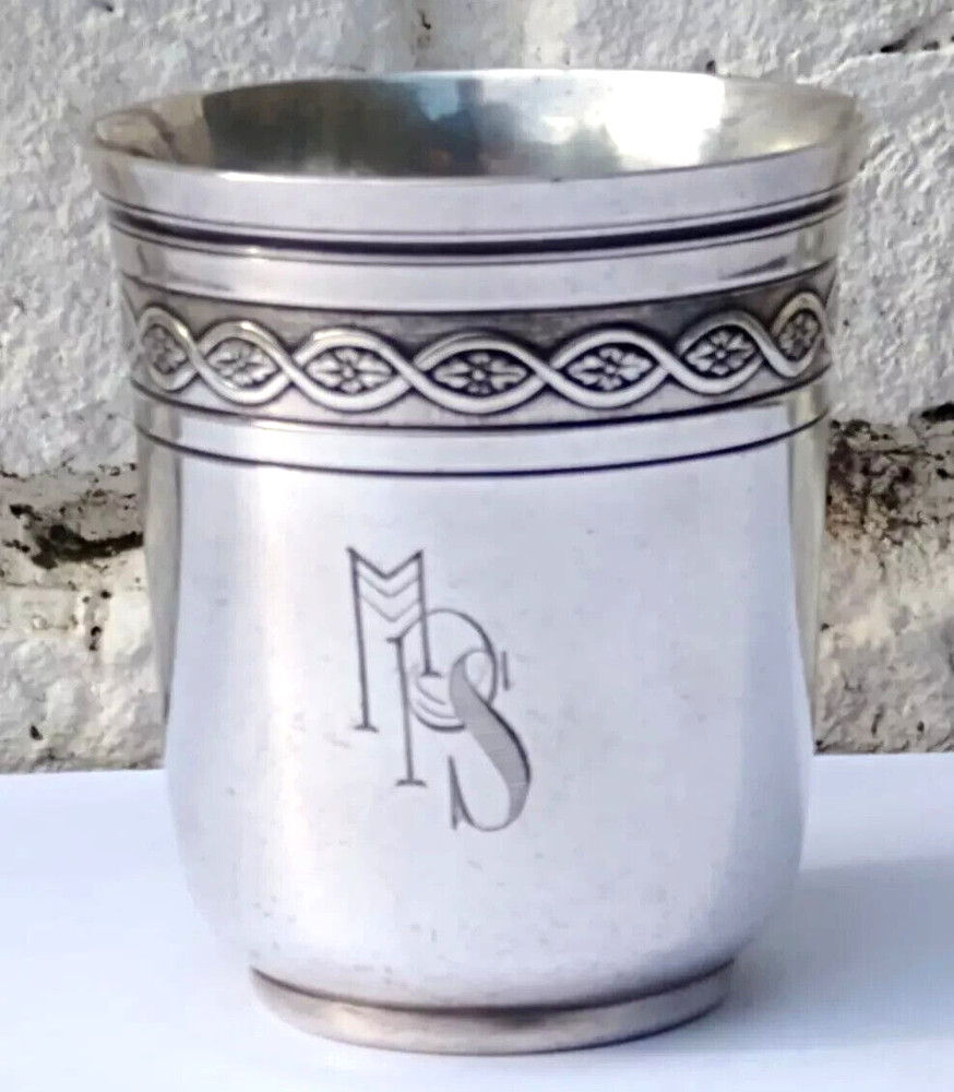 Christofle Antique French Silver Plated Beaker.