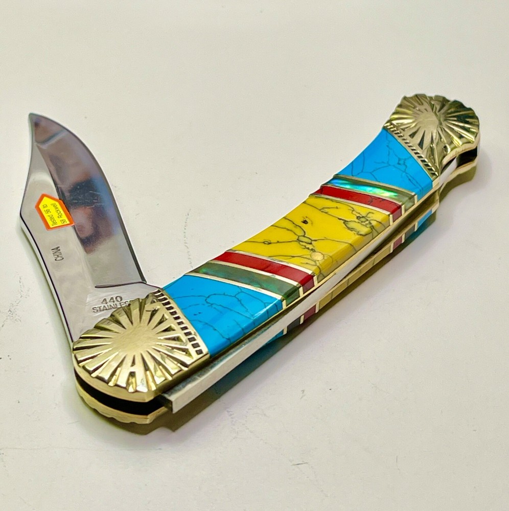 Large 5" Long SILVERHORSE STONEWORKS Single-Blade LOCKBACK with 3.5" Blade