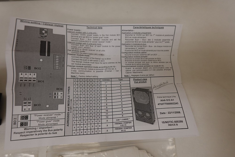 Otis Elevator - Amplitech - Elevator Car Module Intercom - AAA512A1 ~ NOS