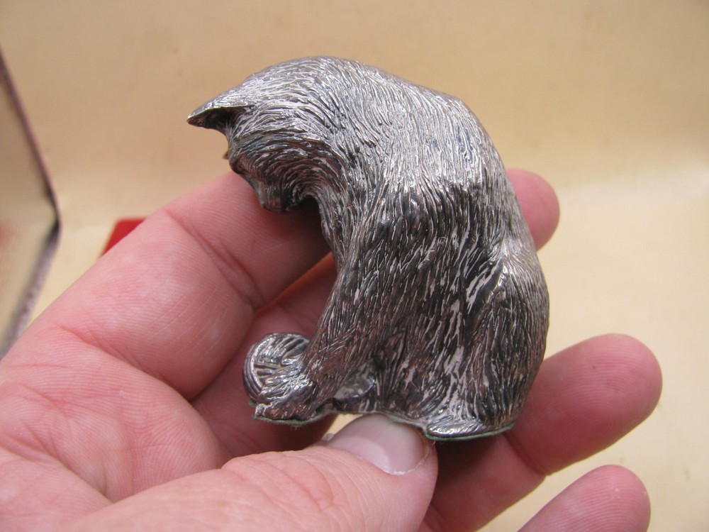 Birmingham 2004 Hallmarked Filled Sterling Silver Cat / Kitten Statue