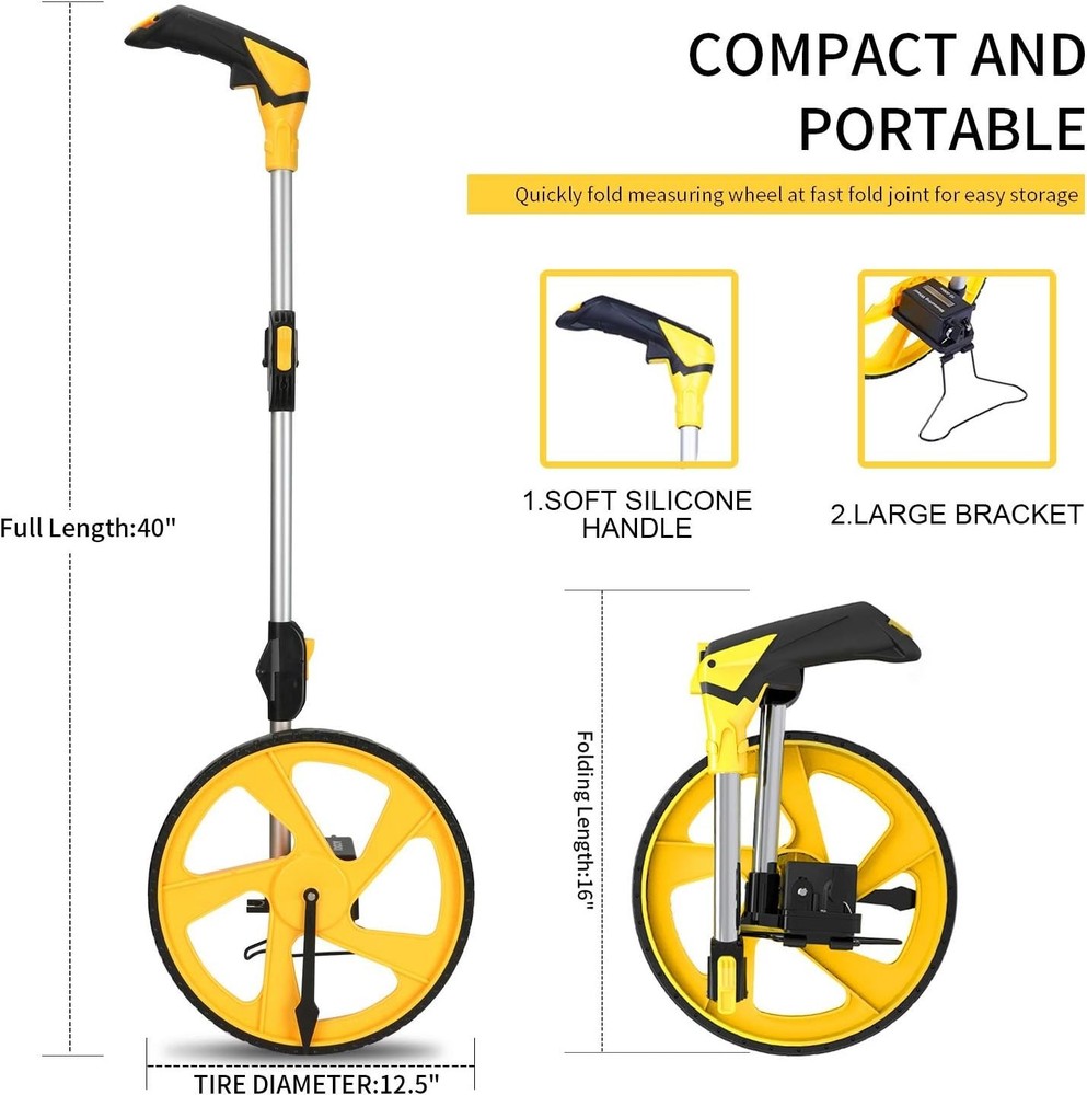 Accurate 12-Inch Measuring Wheel with Reset Function - Ideal for Professionals