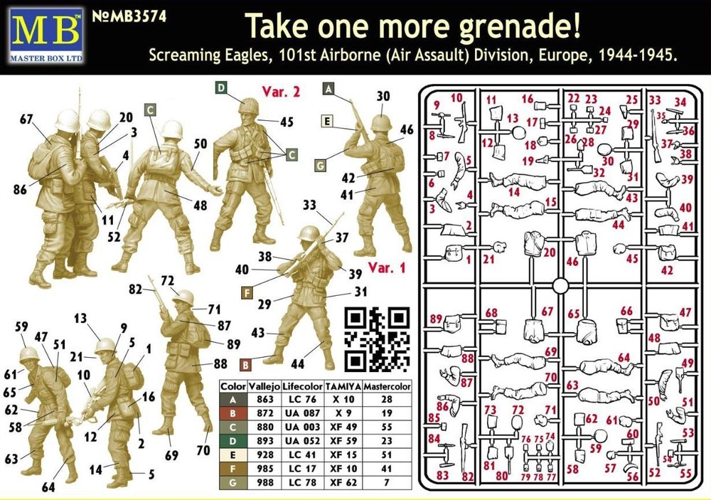 Screaming Eagles, 101st Airborne , WWII era (Plastic model ) 1/35 MasterBox 3574