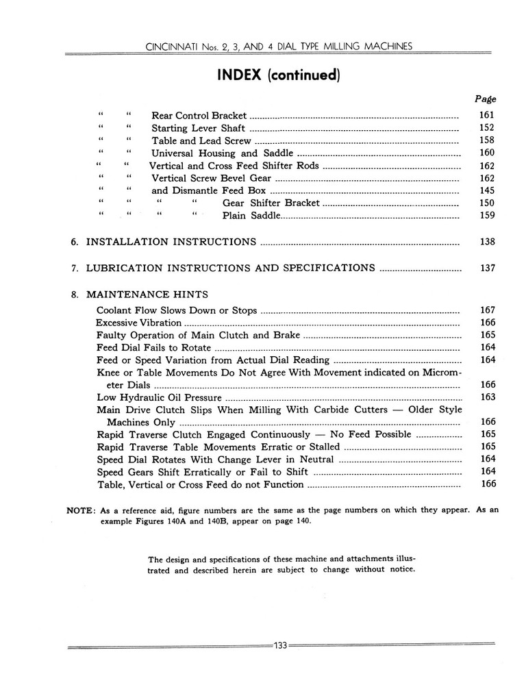 Cincinnati #2, #3, & #4 Model OM Dial Milling Machine Service Manual *37