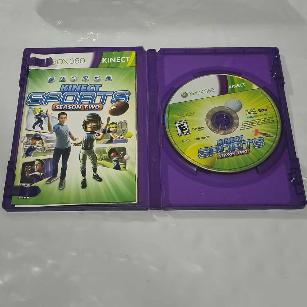 Xbox 360 Kinect Sensor Bar + 2 Games Bundle-Kinect Sports 1 & 2-Tested