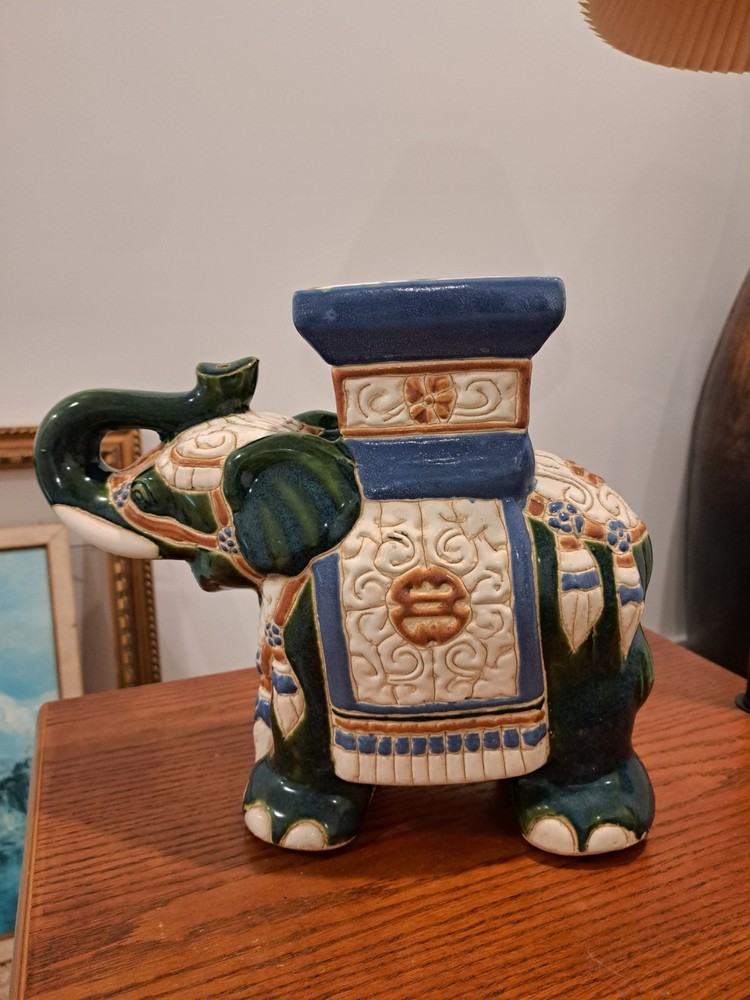 Vintage Ceramic Chinese Elephant Garden Stool