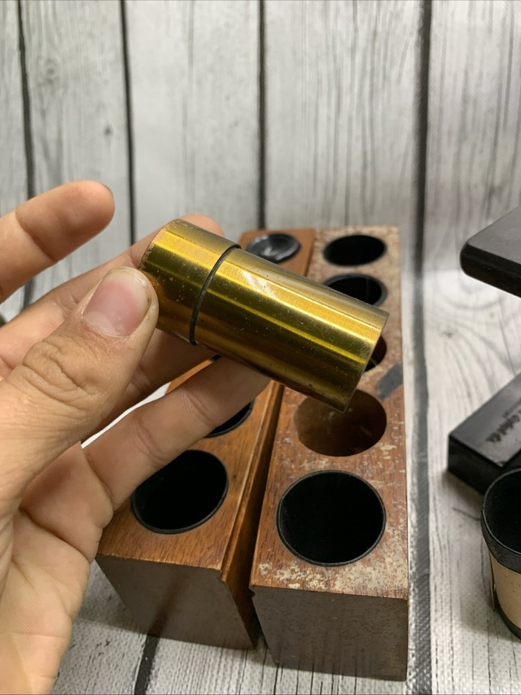 Antique Brass Microscope Pacific Micro Materials Co San Francisco w/ Wood Case