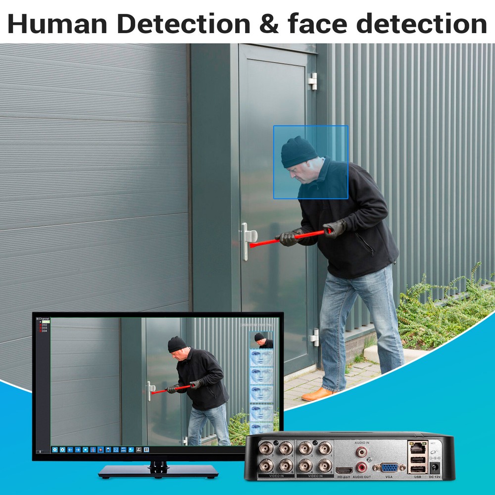 8CH DVR Security Video Camera Recorder Human Detection with 500GHDD Set