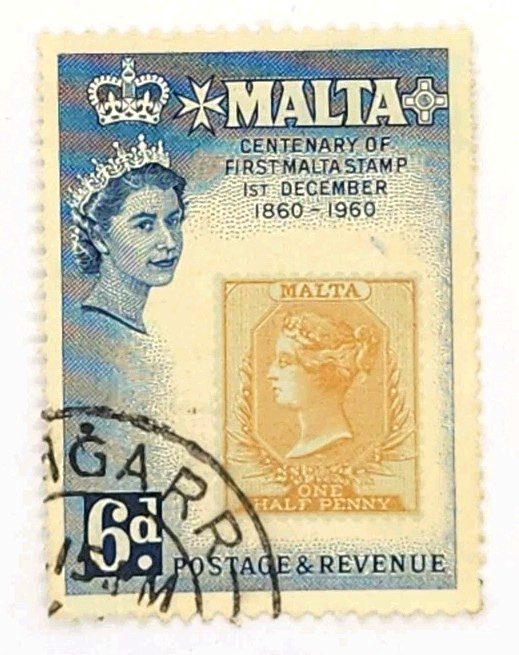 Postage Stamp Malta 1960 Yvert Centenary 6d  Used