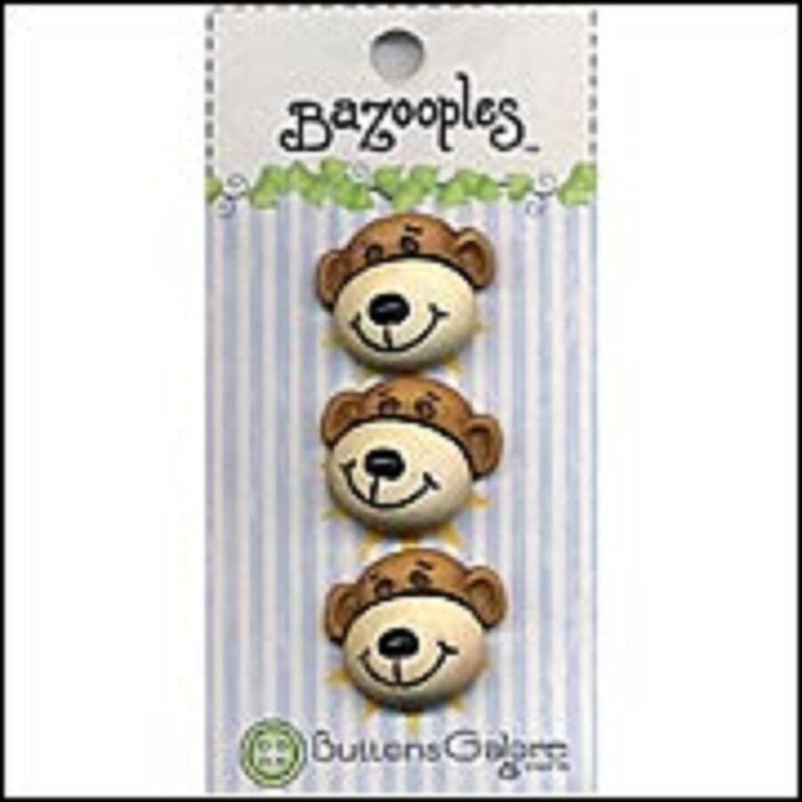 BAZOOPLES  *  MAX THE MONKEY BY BUTTONS GALORE 3 BUTTONS/FLATBACKS