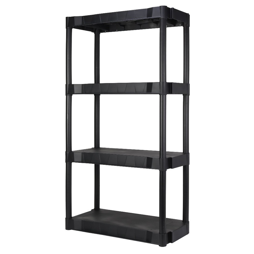 4 Tier Heavy Duty Storage Shelving Unit Black Plastic Shelf 280 lbs Capacity