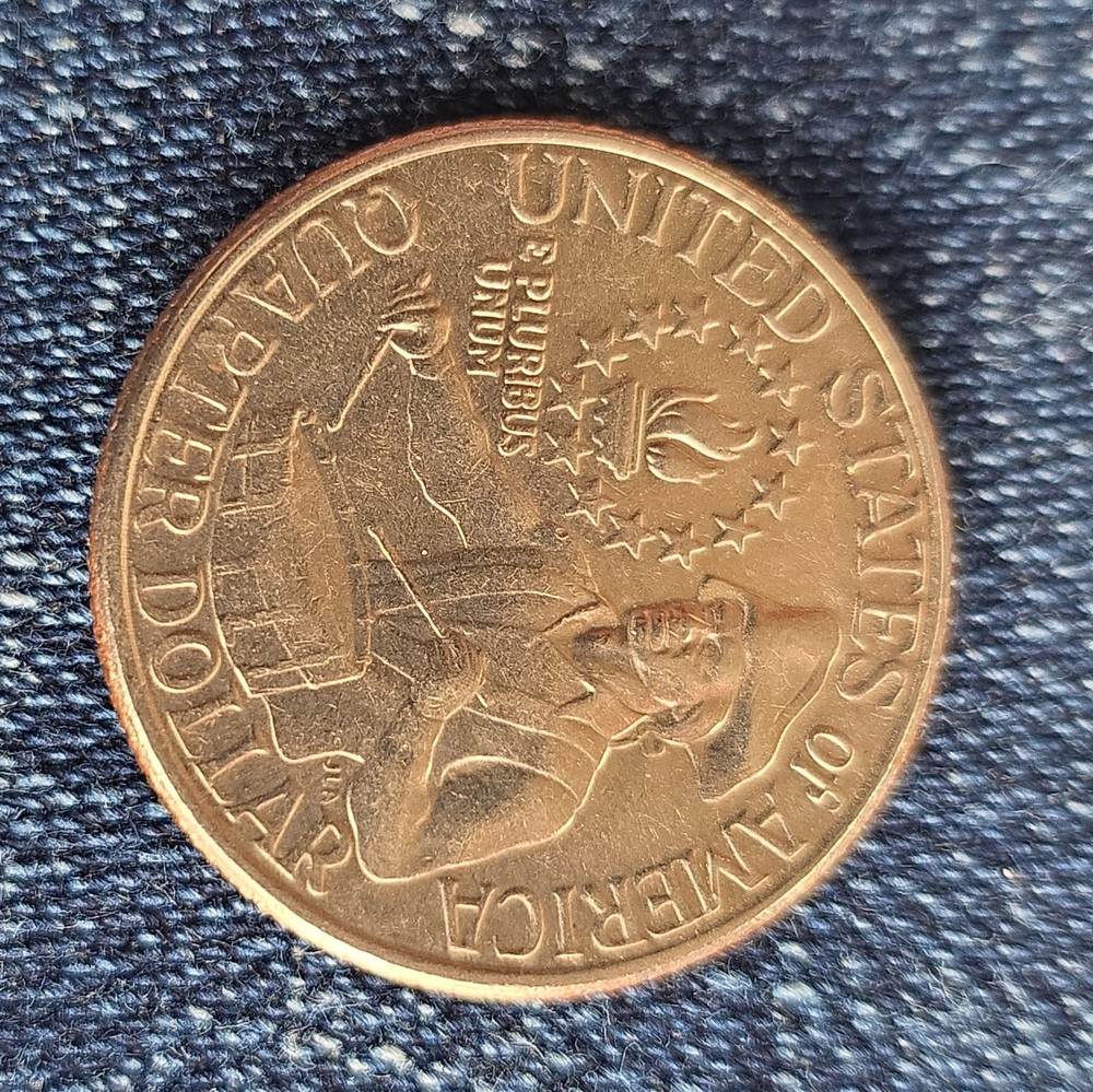 1776-1976 D US Bicentennial Quarter, Rare filled Mint Mark Regular