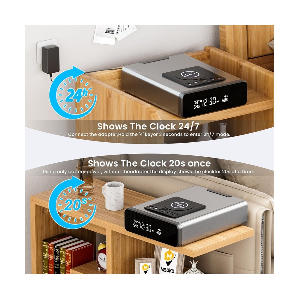Mboko Biometric Discreet Gun Safe with 12-Hour Time Clock Display, Wireless C...
