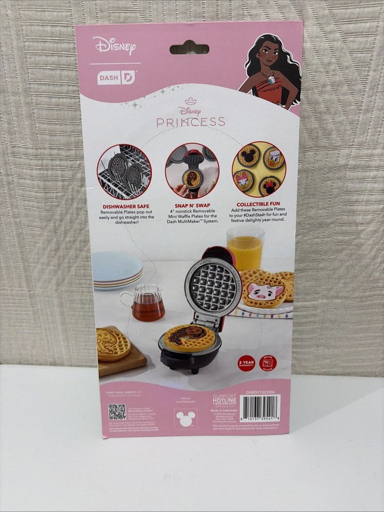 DASH Disney Moana & Pua MultiMaker Removable Mini Waffle Plates Ceramic Nonstick