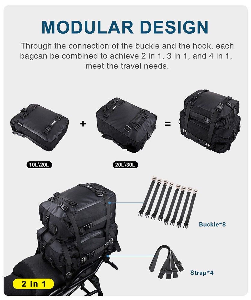Motorcycle Rear Seat Bag 10L Riding Shoulder Backpack Multi-function Waterproof