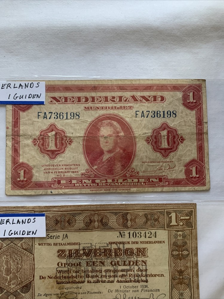 2 Netherlands 1938 Guiden 1943 Guiden