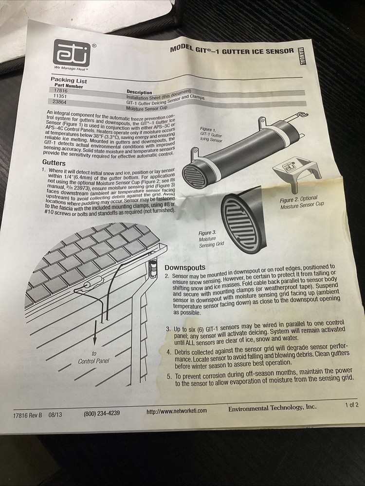 PENTAIR ETI HRD-GIT-1 11351 Gutter Sensor / Gutter De-Icing Sensor NEW