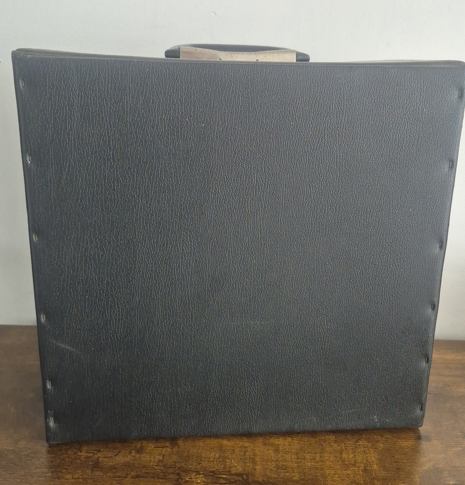 Vintage 1970’s Vinyl Record Storage Case with Handle - Black