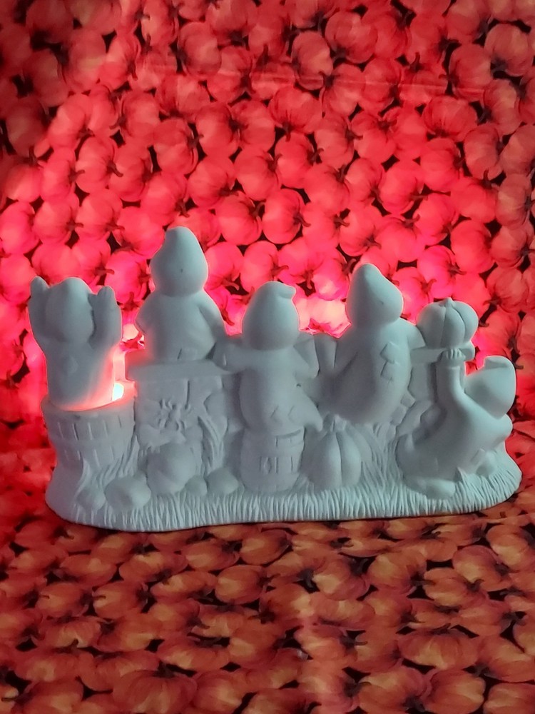 Ceramic Bisque~ Ready to Paint ~Ghost Fence Scene Rice Light Included