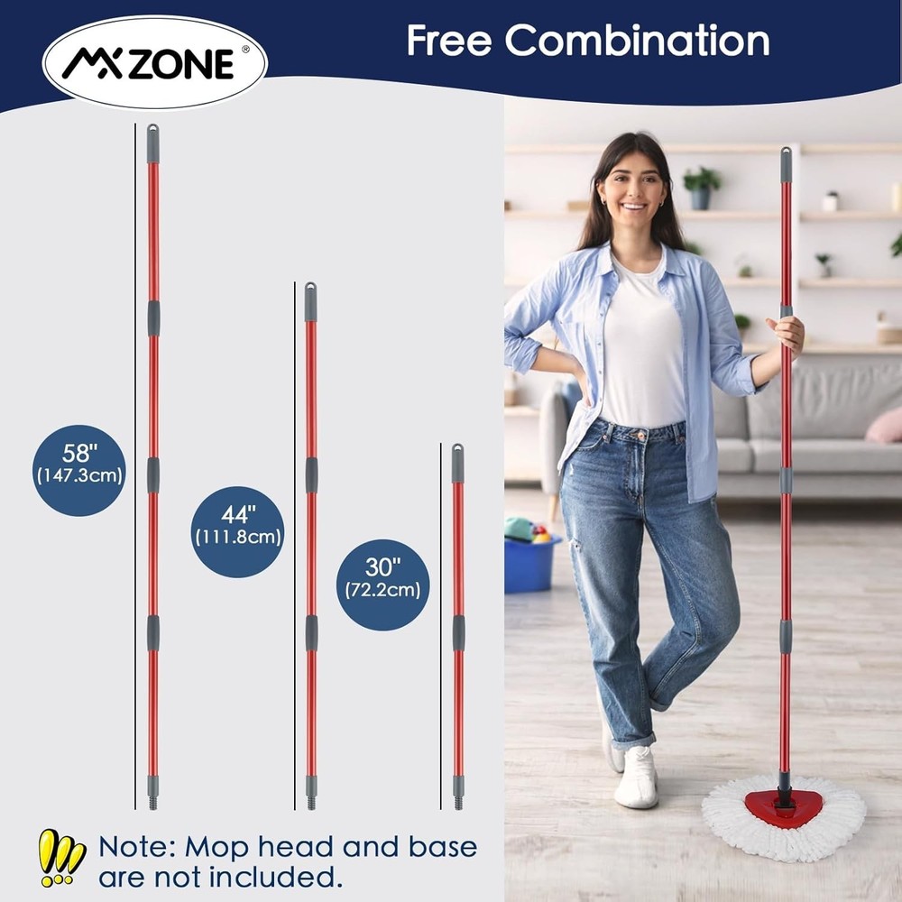 Spin Mop Handle Replacement Iron 30-58 Inches Adjustable Easy Install for Flo...
