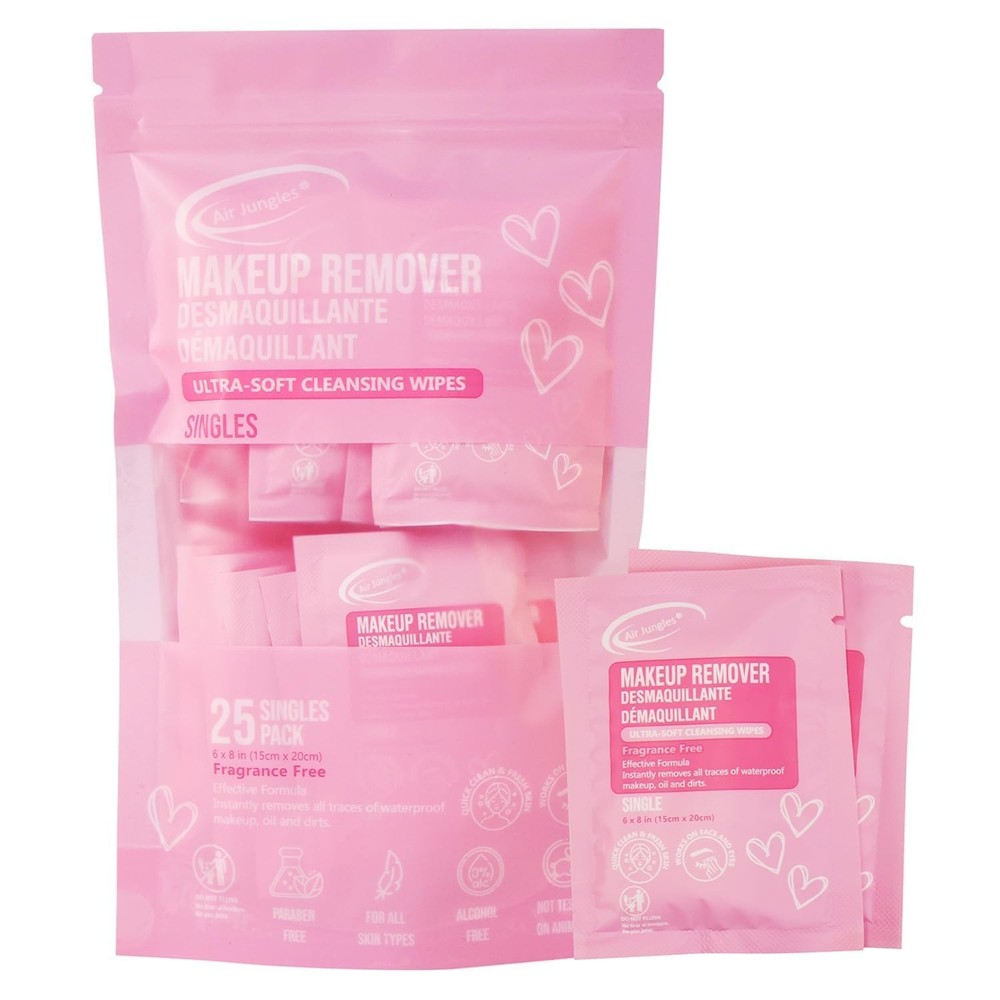 Makeup Remover Wipes Singles 25 Count  Extra Large 6" x 8"