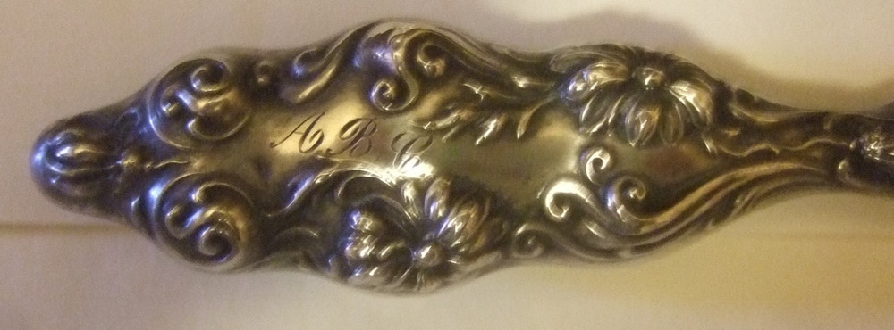 Sterling Button Hook Antique Repousse Sterling Vanity Heirloom