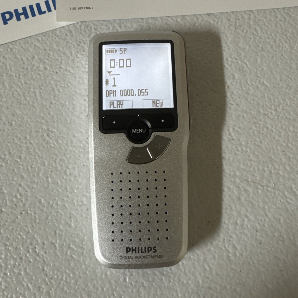 Phillips LFH 9370 Digital Pocket Memo Recorder Complete! Tested & Working