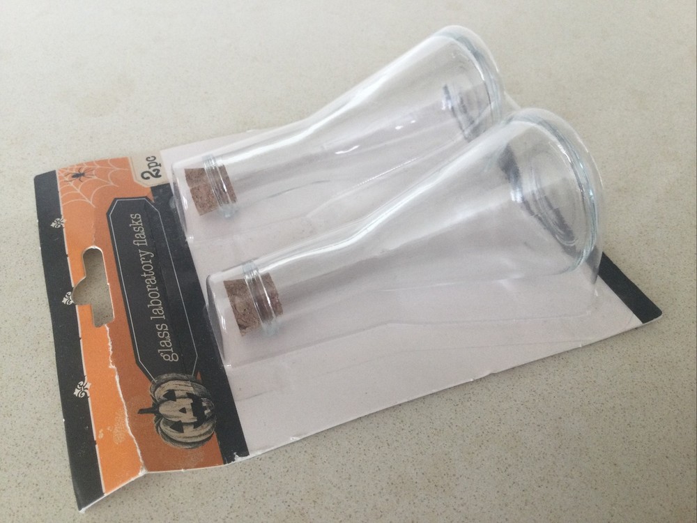 Glass Laboratory Flasks. Halloween. Decorative Pieces.