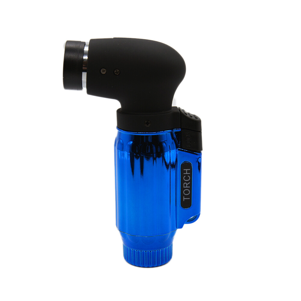 5 Quad Jet Torch Shinny Metal Lighter Safety Lock Adjustable Flame Refillable