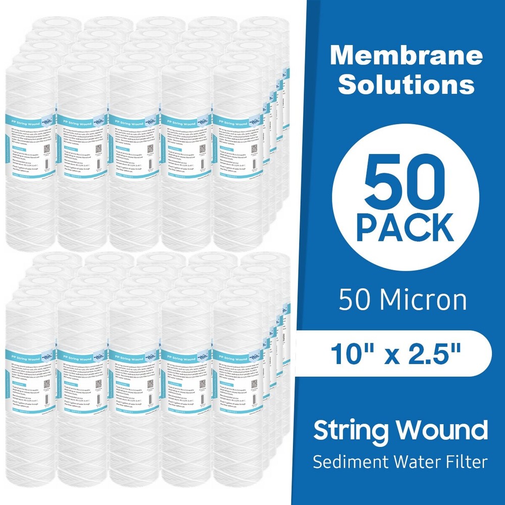 50 Micron 10"x2.5" String Wound Whole House Farm Sediment Water Filter 1-50 Pack