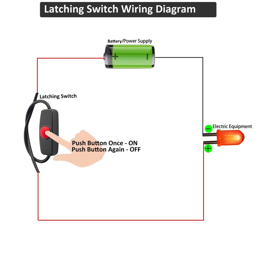 12V Inline Mini ON Off Push Button Switch, Small Latching in-line ON-Off Swit...