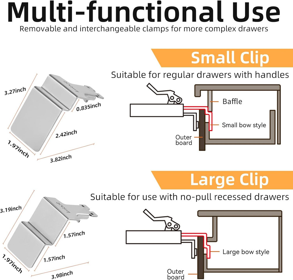 2 Pack Drawer Front Installation Clamps，Quick-Install Drawer Mounting Clips，Cabi