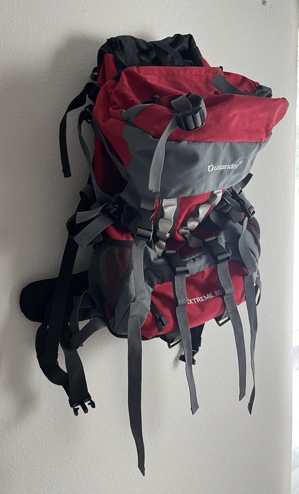 Outlander Extreme 80 Hiking Backpack Red Gray Reflective
