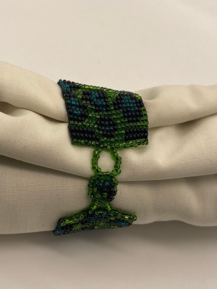NEW - Handcrafted - Seed Bead - Leopard Print - Cuff Bracelet - BOHO
