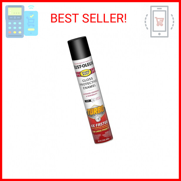 Rust-Oleum 334128 Stops Rust Turbo Spray Paint, 24 oz, Gloss Black