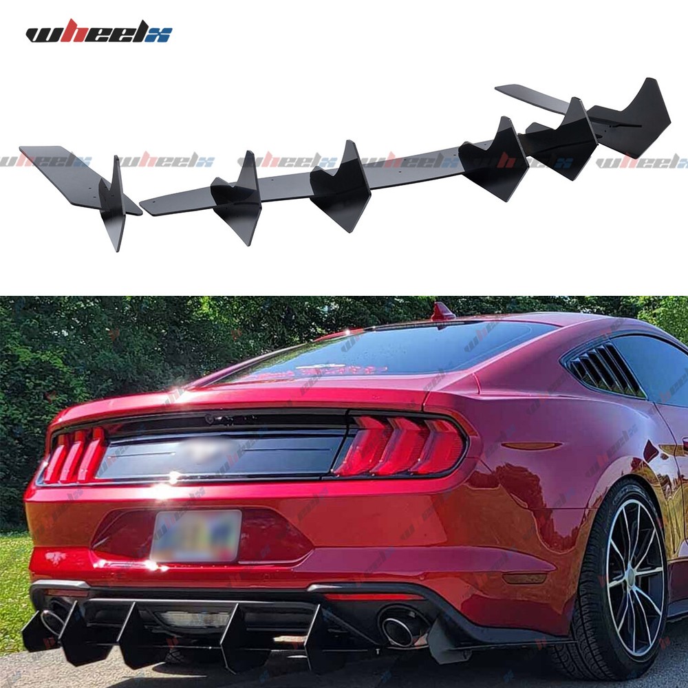 V2 Style Glossy Black Rear Diffuser & Side Splitter For Ford Mustang 2015-2023