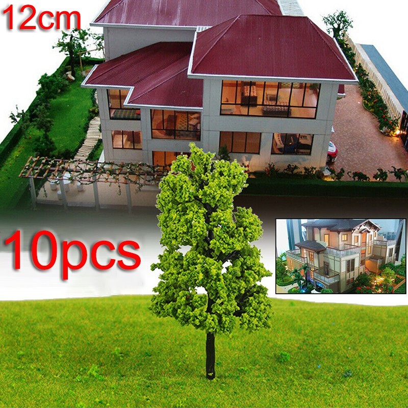 10pcs DIY Simulation Props Model Trees Train Railroad Park Scenery Home Decor
