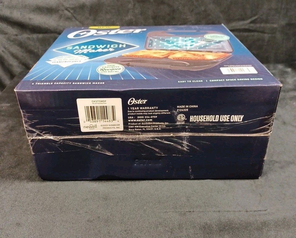 Oster Sandwich Maker Diamondforce Nonstick Coating Easy To Clean Compact NEW