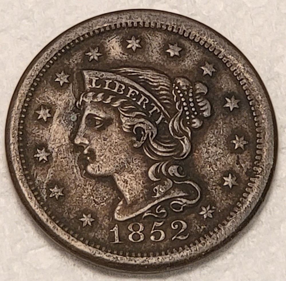 1852 Braided Hair Large Cent - XF