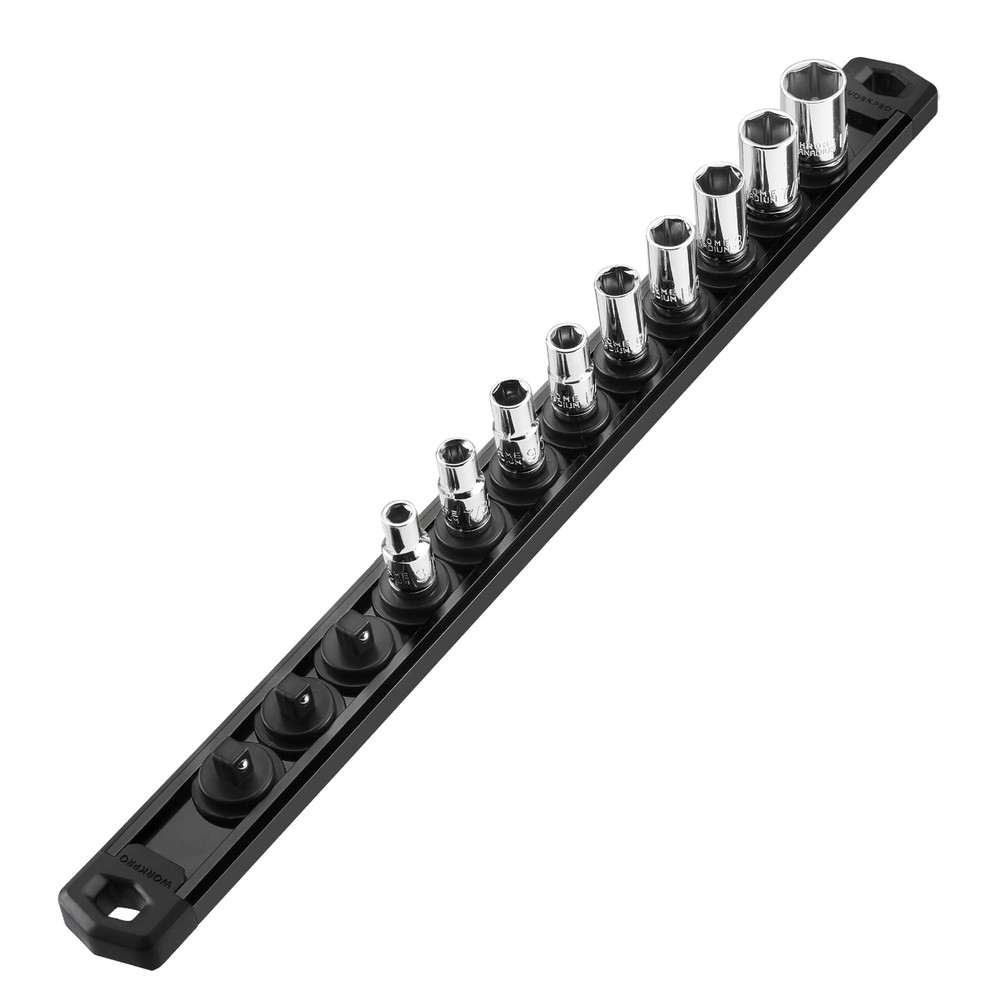 WORKPRO1/4''DriveMagnetic Socket Organizer MultiColor Aluminum Alloy Socket Rail