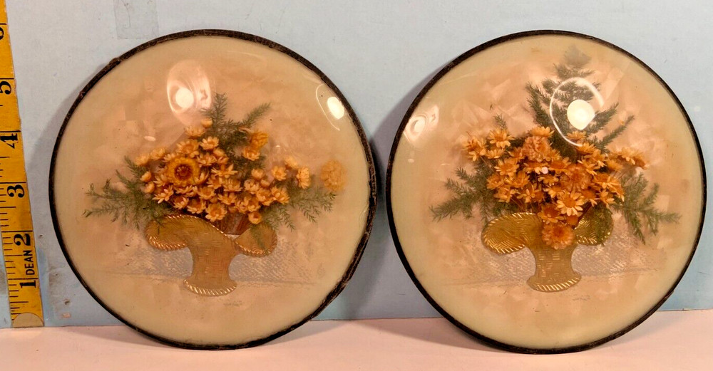 Antique Round Bubble Framed w/Flowers in Sash Embossed Finish