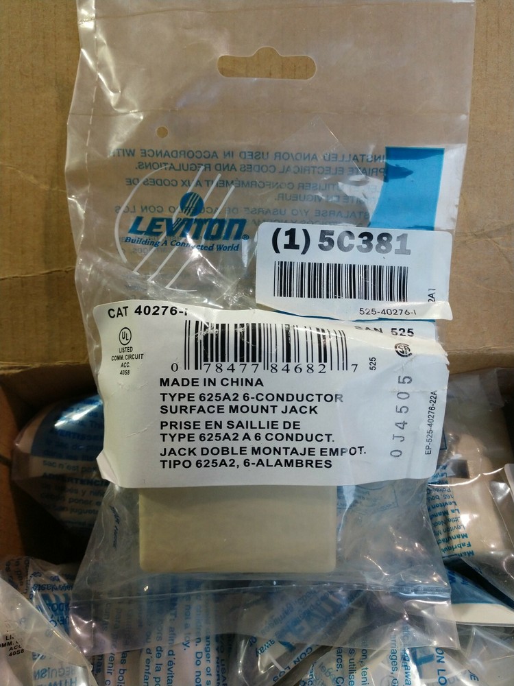 (8) Leviton Type 625A2 6 Conductor Surface Mount Jacks