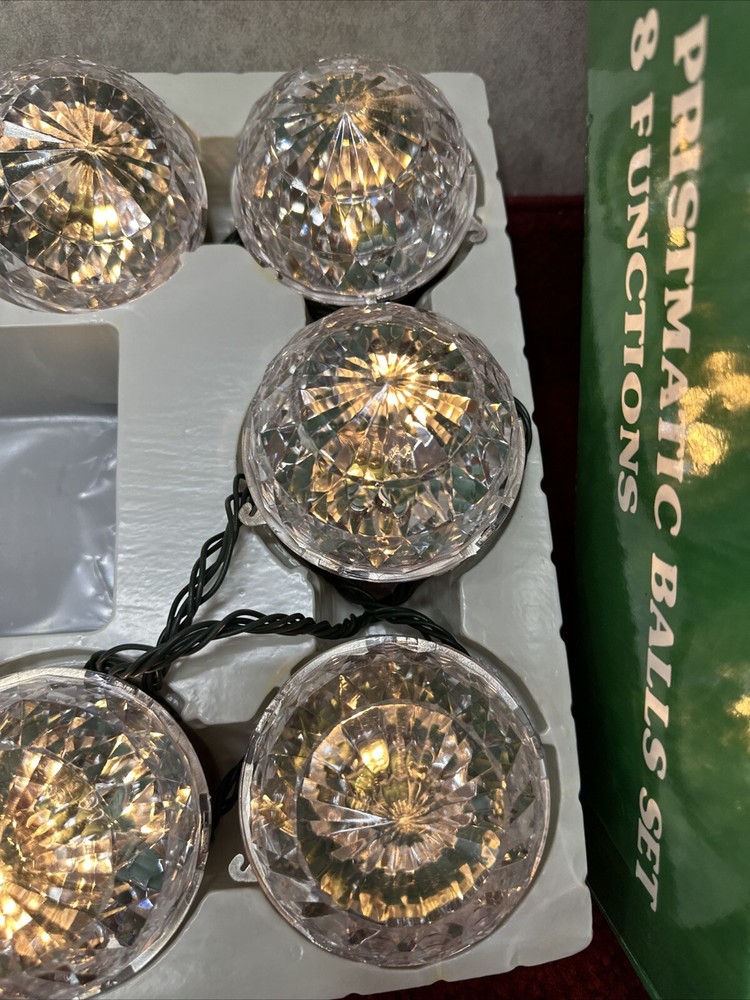 Vtg 40 Light 10 Gumball Prismatic Ball globe Light String 8 Function Rare