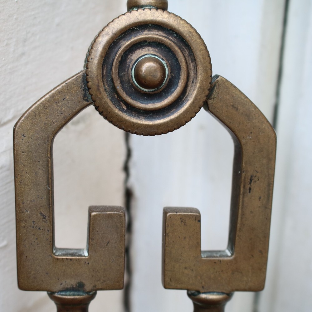 Victorian Fireplace Fire Tools Trio in Brass and Steel