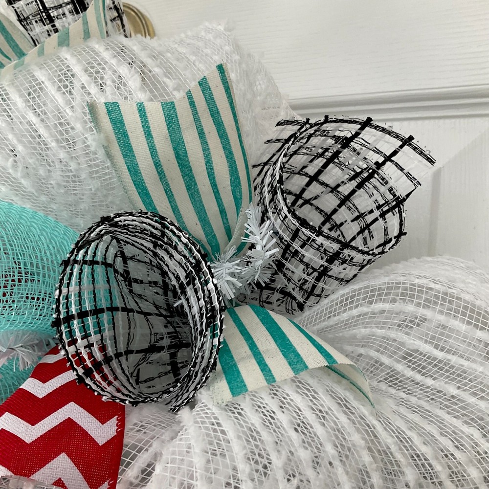 Snow Cute Snowman Winter Wreath Handmade Deco Mesh