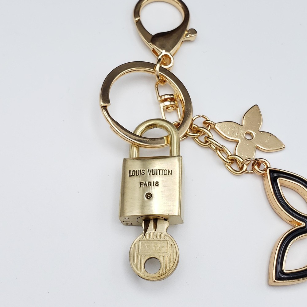 Authentic Louis Vuitton Lock & Key with Unbranded Clover Charm, Keychain