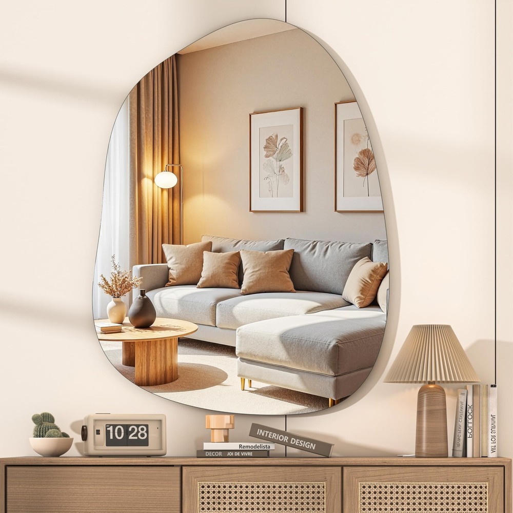 Irregular Wall Mirror - 40"x30" Asymmetrical Frameless Mirror, Modern Decorat...