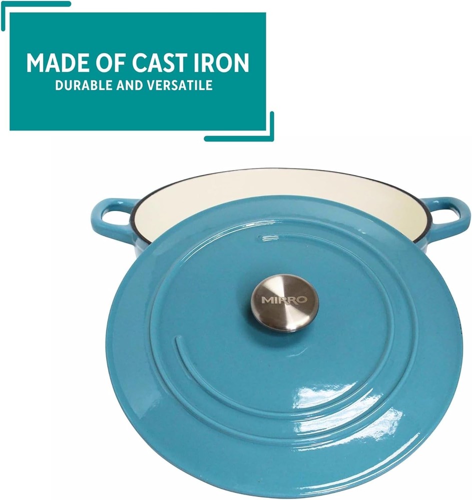 4.8qt Cast Iron Enamel Dutch Oven Teal