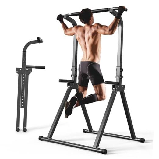 Foldable Free Standing Multi-function Power Tower Dip Bar with Pull Up Bar