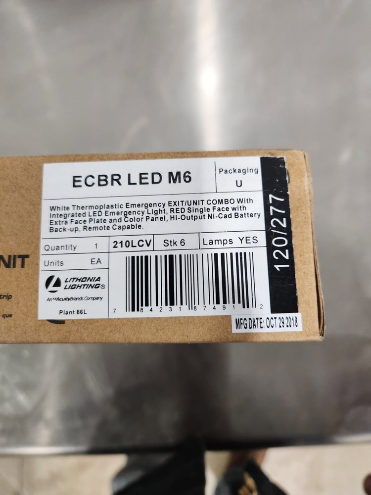 Lithonia Lighting LED Exit/Unit Combo ECBR LED M6 Light Bar Open Box