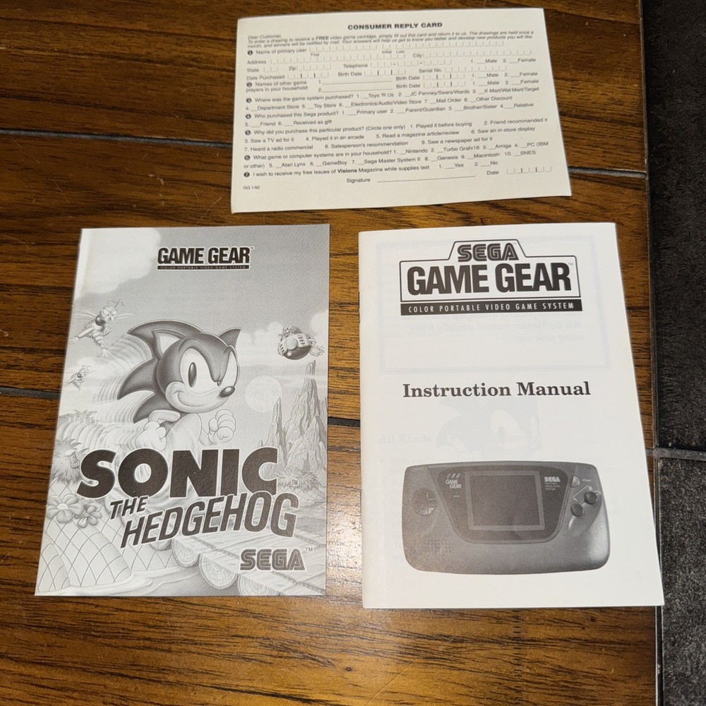 Game Gear Sega Authentic Game Original Instruction Manual